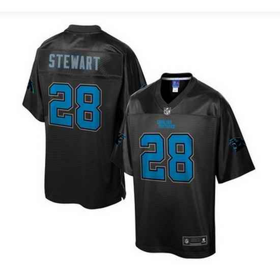 Nike Carolina Panthers #28 Jonathan Stewart Black Mens NFL Pro Line Black Reverse Fashion Game Jersey